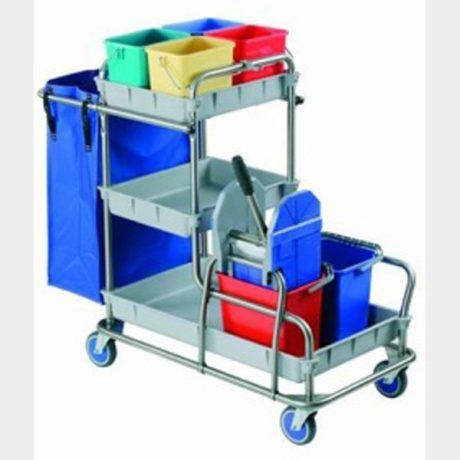 Carro limpieza mod-420 2 cubos 12L. 4 cubos 6L. prensa bolsa inox